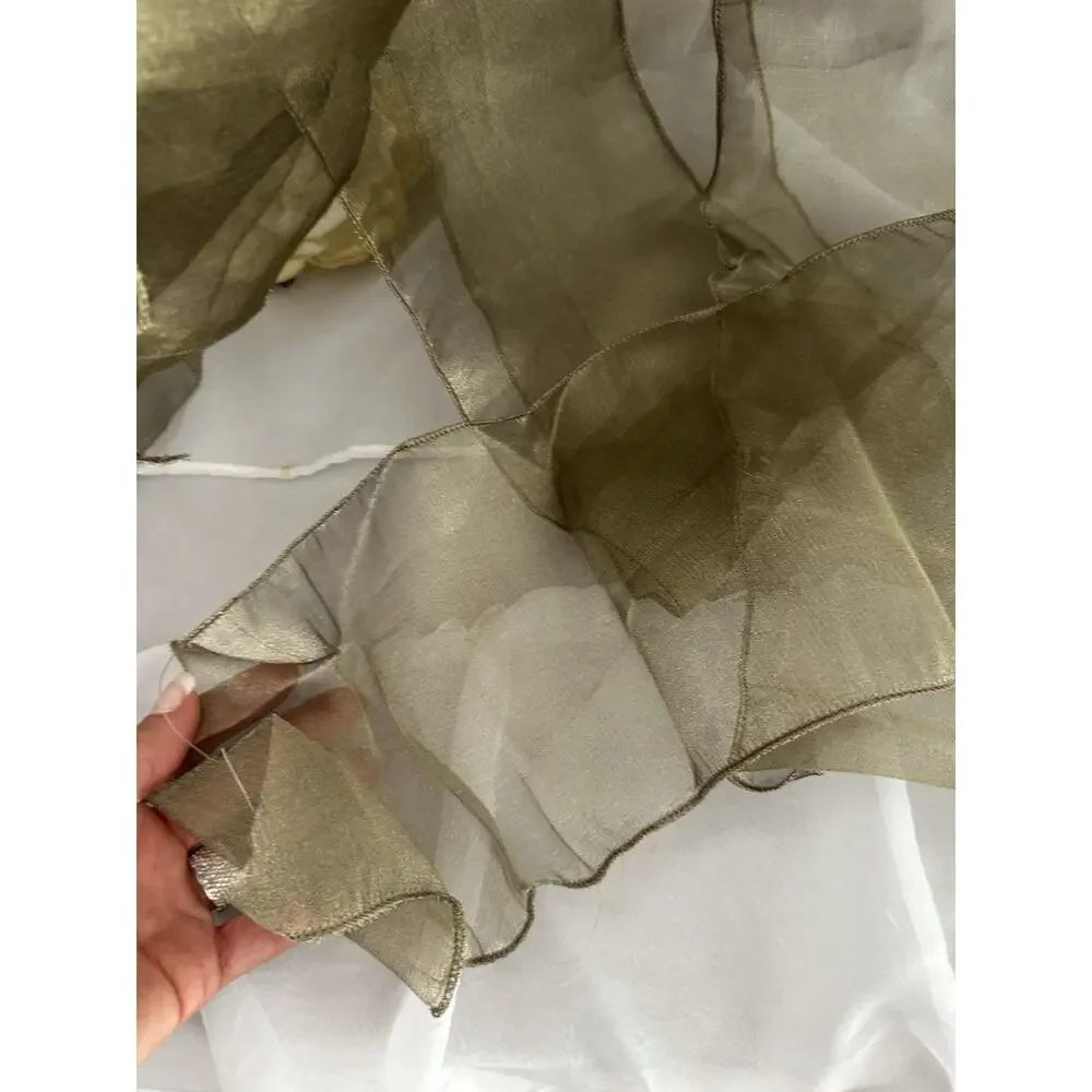 WIDE 5.5” WIDE Wired Organza Sheer Ribbon BRONZE Olive Green Wedding Christmas